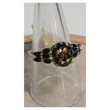 925 OBSIDIAN GOLD & JET COLOR RING