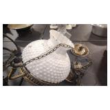 HOBNAIL & BRASS VTG HANGING LIGHT FIXTURE