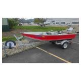 1992 SMOKER CRAFT ALUMINUM BOAT & TRAILER