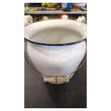 CHAMBER POT VTG WHITE ENAMEL