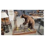 FULL BODY BROWN BEAR MOUNT ON DECORATIVE BASE