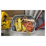 TUB OF EXTENSION CABLES AND TOW STRAP