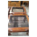 2 - WOOD & GLASS TOP ACCENT TABLES