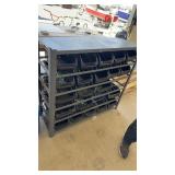 5- TIER METAL ORGANIZER RACK W/ BINS AND ASST. BOL
