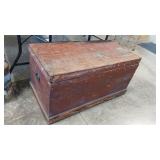 PRIMITIVE WOOD TRAVEL TRUNK