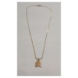 14K 'R' INITIAL NECKLACE & CHARM