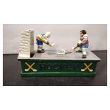 HOCKEY THEME CAST IRON BANK