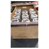 PRESTO DREY & KERR JARS W/ PRESTO LIDS & WOOD