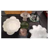 COLORED GLASS & POTTERY VTG ASSORTMENT