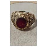 US NAVY GP RING WITH GARNET COLOR STONE