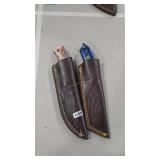 2 DAMASCUS FIXED BLADE KNIVES W/ SHEATHS