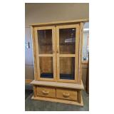 PINE LOG GLASS FRONT GUN CABINET