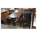 COUNTER HEIGHT WOOD  ADJ TABLE & 2 STOOLS