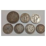 1853 O SEATED LIBERTY HALF  2 STANDING LIBERTY