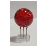 60mm CRACKLED RED CRYSTAL BALL W/ STAND