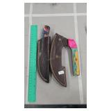 2 DAMASCUS KNIVES W/ SHEATHS