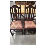 2 - JACOBEAN STYLE CARVED SIDE CHAIRS W/ UPHOLSTED