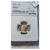 1943 MS67 SILVER MERCURY DIME