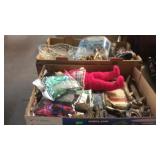 2 BX OF MISC ITEMS-DOLLS, GLASS, COASTERS, MISC