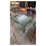 GLASS TOP BRONZE BASE END TABLE 40'X40'X16'