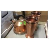 COPPER TEAPOT & 2 TALL GLASSES