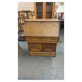 ANTIQUE OAK DROP FRONT DESK