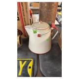 WHITE ENAMEL WARE COFFEE POT