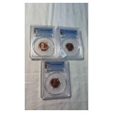 3 GRADED PENNIES  1963, 1964 & 1969-S