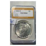 1922-D MS64 SILVER PEACE DOLLAR