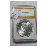 1924 MS66 SILVER PEACE DOLLAR