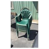 6 STACKING PATIO CHAIRS, GREEN