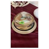SIGNED POTTERY COVERED DISH & TRAY