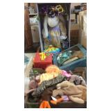 BX OF BEANIE BABIES, BX W/ TOY TOP & BUNNY