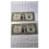 TWO 1935 SERIES E ONE DOLLAR SILVER CERTIFICATES