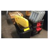 GROUP OF BLACK STORAGE TOTES W/ LIDS