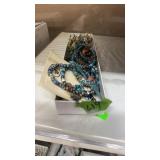 BEADED NECKLACES & PR OF CLIP ON EARRINGS