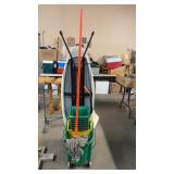 GREEN MOP BUCKET, MOP & IRONING BOARD