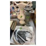 COLLECTOR PLATE, LARGE 2 HANDLE VASE & CANDLE