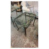 GLASS TOP BRONZE BASED END TABLE, 28'X22'X21'
