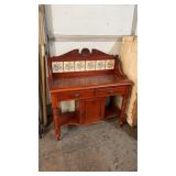 ANTIQUE WASH STAND W/ TILE BACK 42'X18'X44'