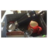 BLUE STANLEY THERMOS, KITCHEN UTENSILS & MISC