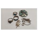 STERLING & UNMARKED TURQUOISE ASSORTMENT