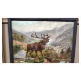 VTG FRAMED ELK PRINT