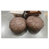 2 - FAUX LEATHER FLOOF POUFS