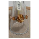925 TOPAZ COLOR & CZ ROSEGOLD TONE RING