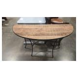 HALF ROUND WOOD & METAL ENTRY TABLE
