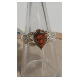 925 BOULDER OPAL COLOR & CZ RING