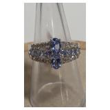925  IOLITE COLOR & CZ RING
