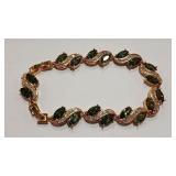 925  PERIDOT COLOR GOLD TONE ADJ BRACELET