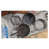 2 CAST IRON AND 2 CAST ALUMINUM SKILLETS